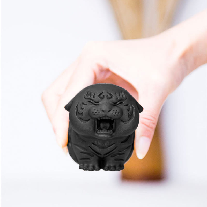 Mini Cute Tiger Iron Resin Statue - Spiritual Animal Figurine