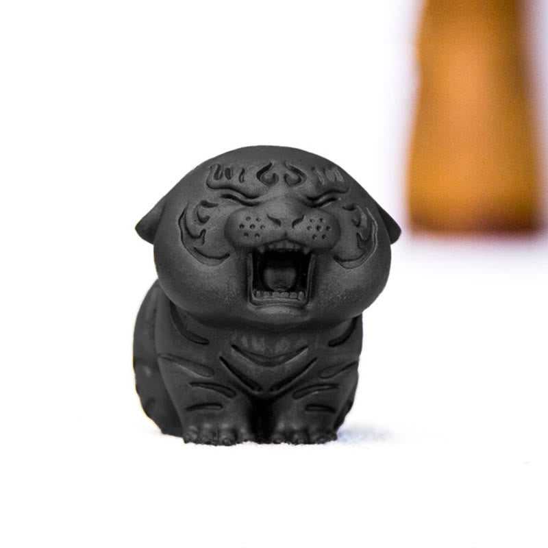 Mini Cute Tiger Iron Resin Statue - Spiritual Animal Figurine