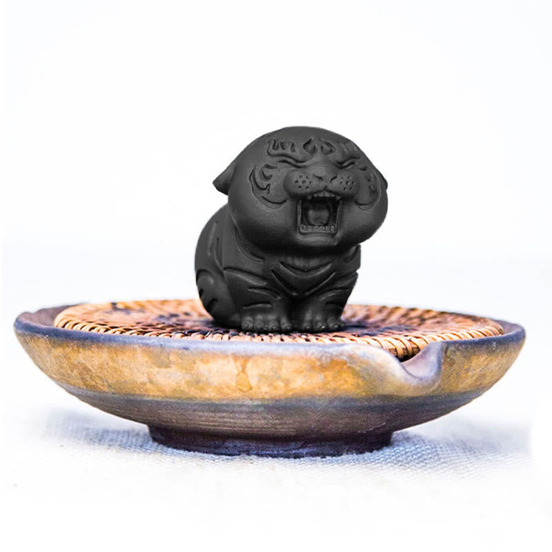 Mini Cute Tiger Iron Resin Statue - Spiritual Animal Figurine
