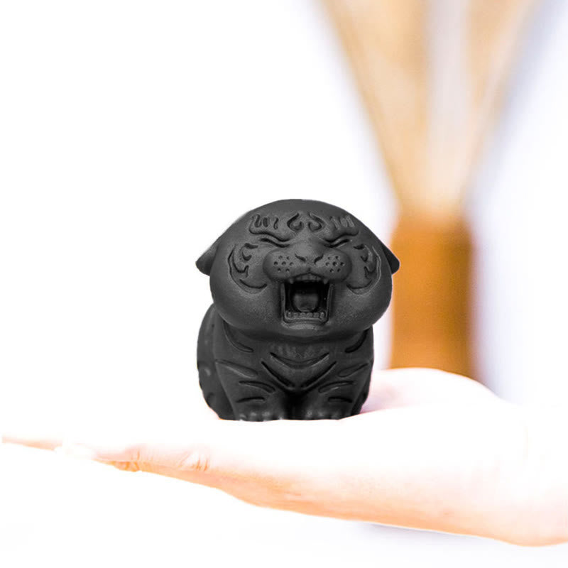 Mini Cute Tiger Iron Resin Statue - Spiritual Animal Figurine