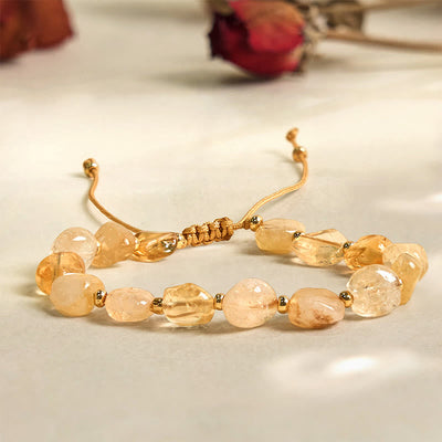 6-10mm Citrine Happiness Bracelet for Women - Handmade Prosperity
