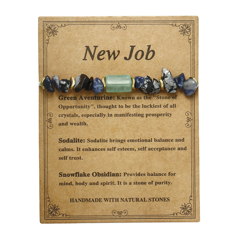 New Job Obsidian Bracelet with Green Aventurine & Sodalite for Luck
