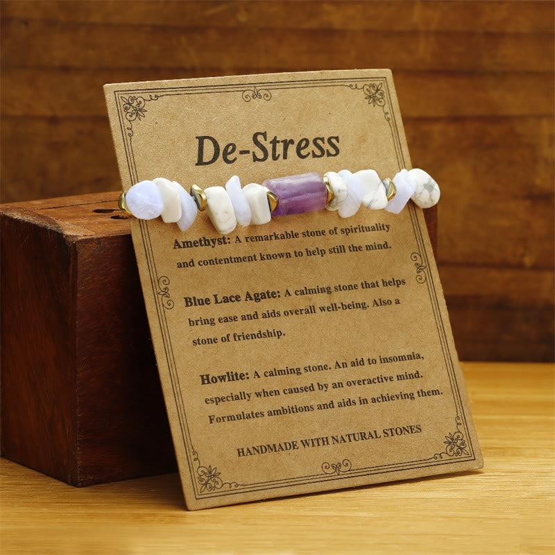 Amethyst Blue Lace Agate De-Stress Healing Bracelet 14-24cm