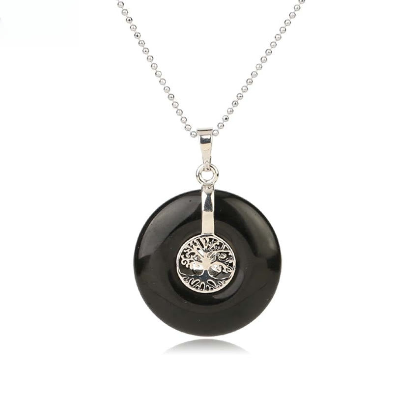 Tree of Life Necklace with Rose Quartz & Crystals for Kindness