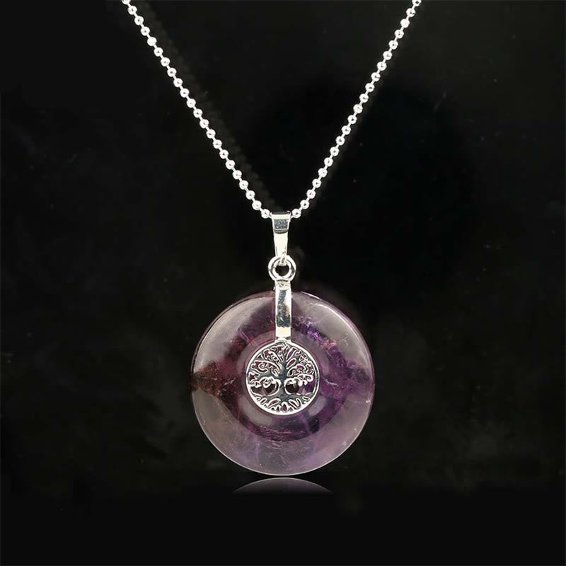 Tree of Life Necklace with Rose Quartz & Crystals for Kindness