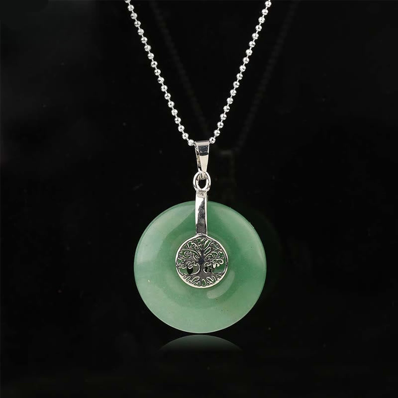 Tree of Life Necklace with Rose Quartz & Crystals for Kindness