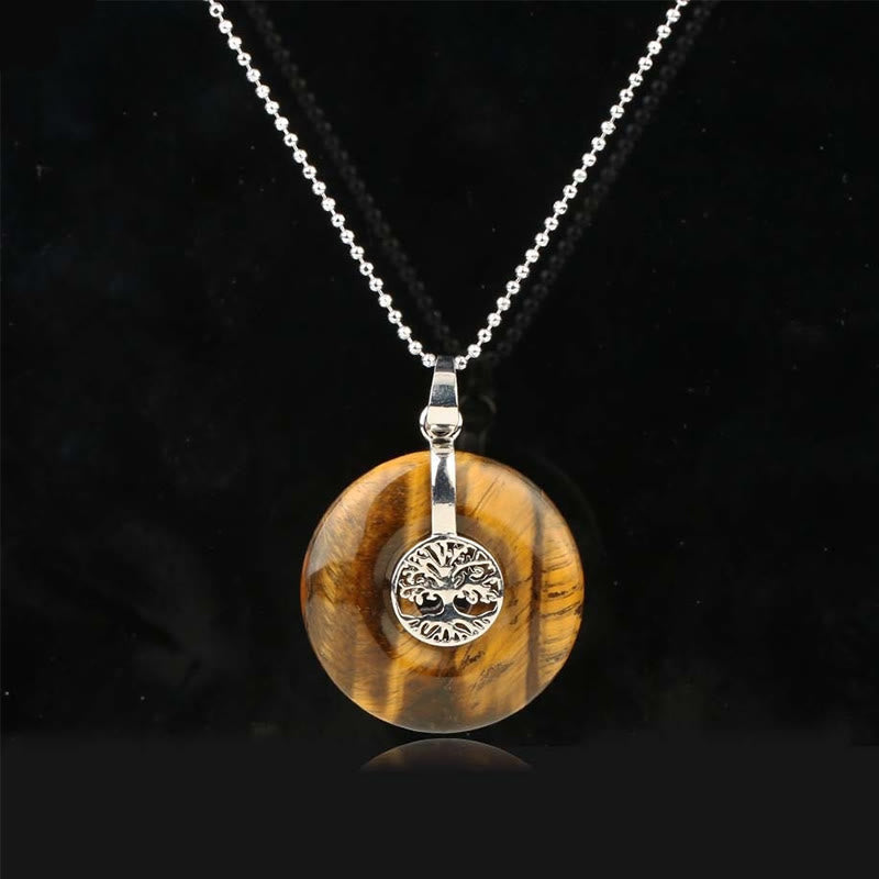 Tree of Life Necklace with Rose Quartz & Crystals for Kindness