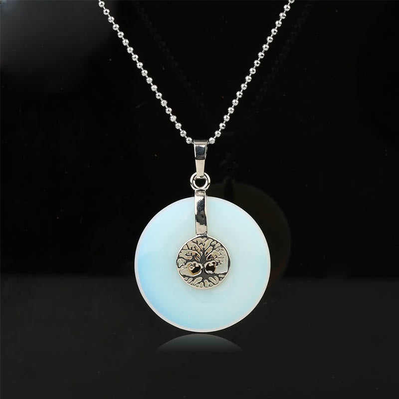 Tree of Life Necklace with Rose Quartz & Crystals for Kindness