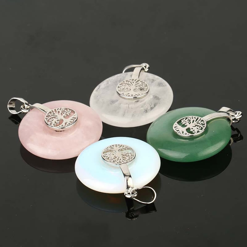 Tree of Life Necklace with Rose Quartz & Crystals for Kindness