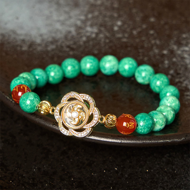 8mm Natural Jade Prosperity Bracelet with Om Mani Padme Hum Mantra