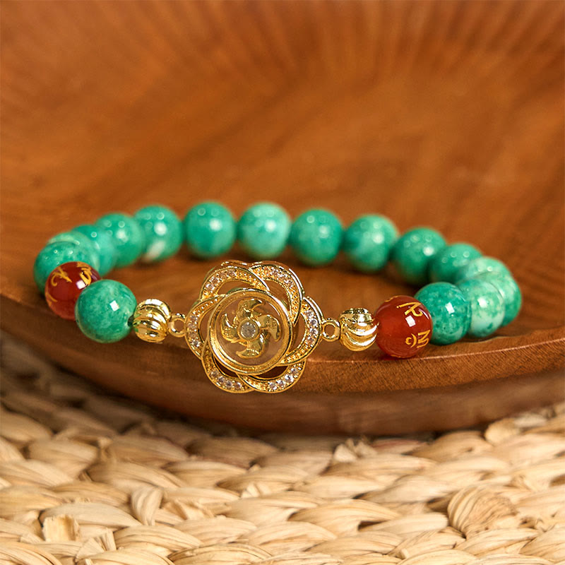 8mm Natural Jade Prosperity Bracelet with Om Mani Padme Hum Mantra