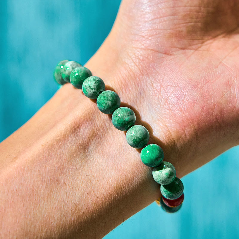 8mm Natural Jade Prosperity Bracelet with Om Mani Padme Hum Mantra