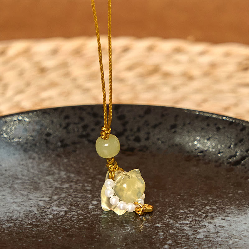 Pink Crystal Amethyst Citrine Fu Character Spiritual Hanging Decoration