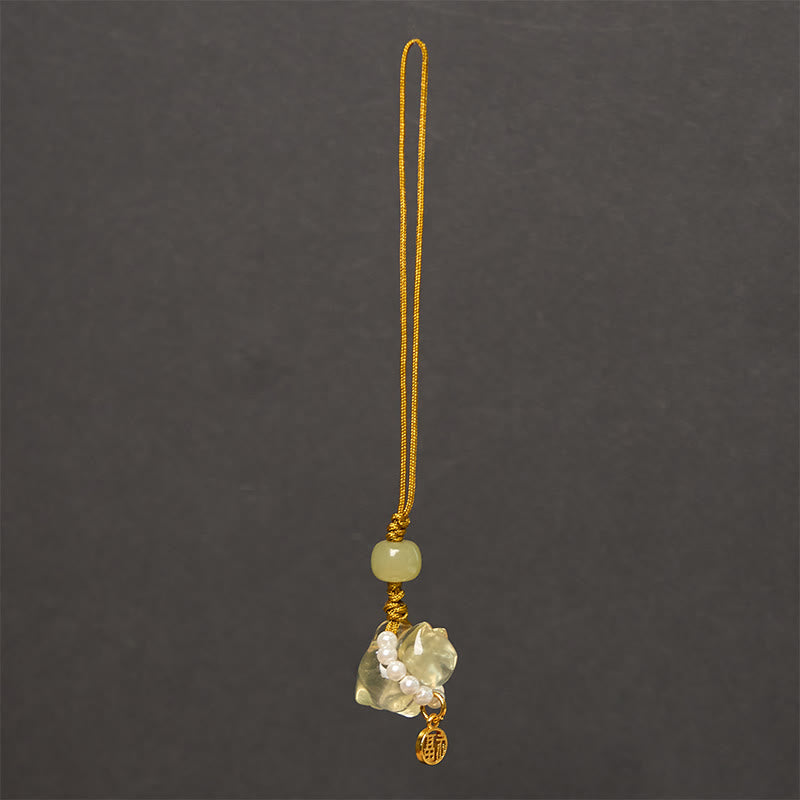 Pink Crystal Amethyst Citrine Fu Character Spiritual Hanging Decoration