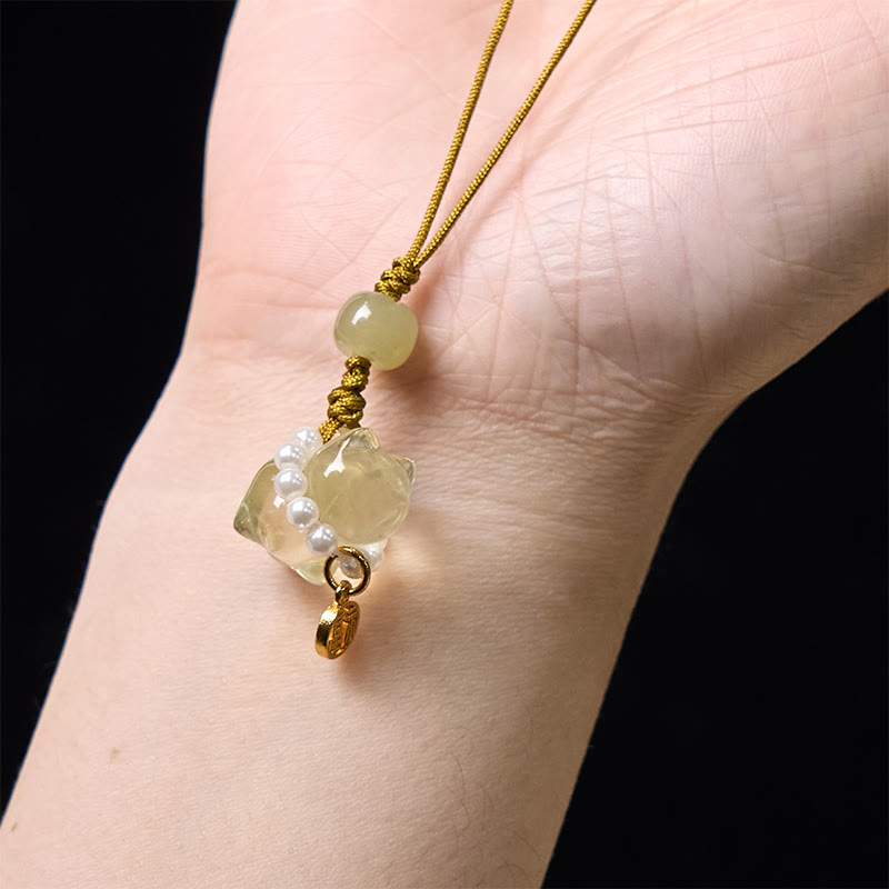 Pink Crystal Amethyst Citrine Fu Character Spiritual Hanging Decoration