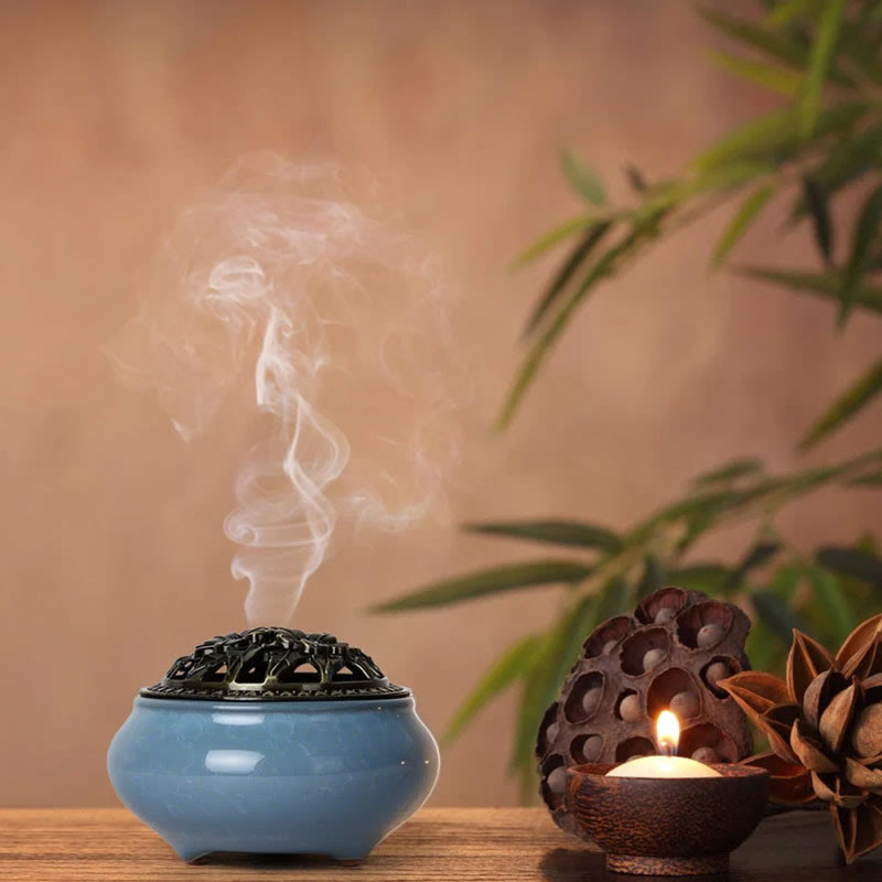 Colorful Ceramic Incense Burner | 4in Porcelain Burner