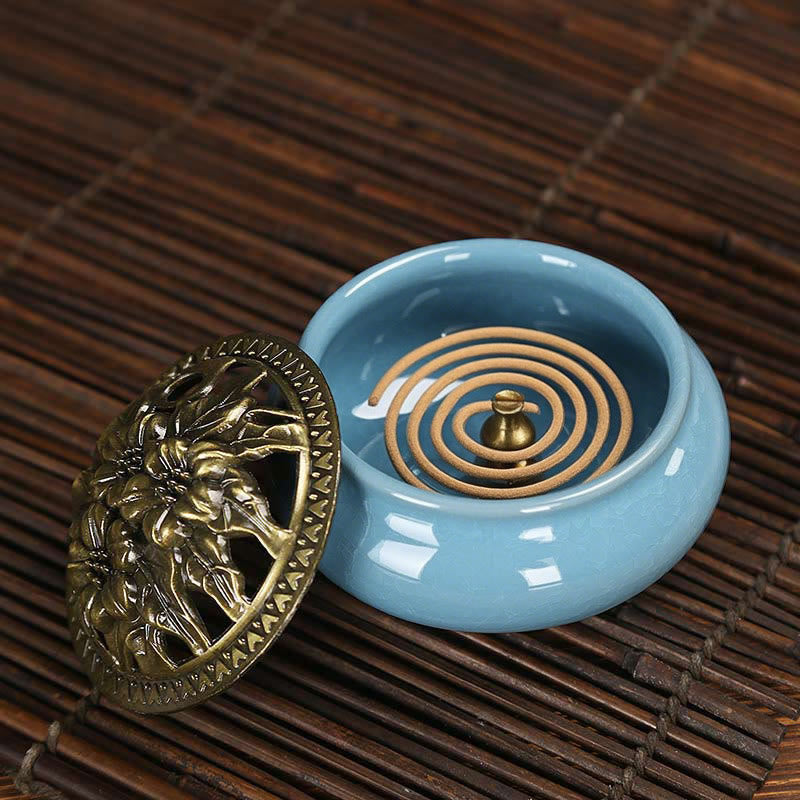 Colorful Ceramic Incense Burner | 4in Porcelain Burner