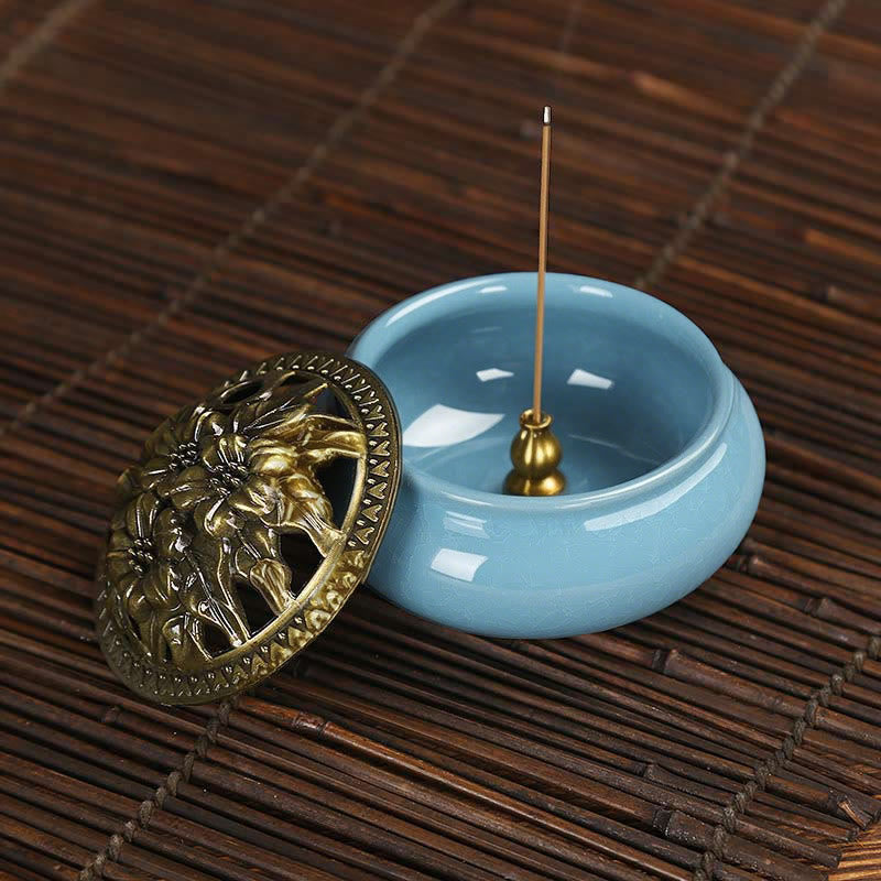 Colorful Ceramic Incense Burner | 4in Porcelain Burner