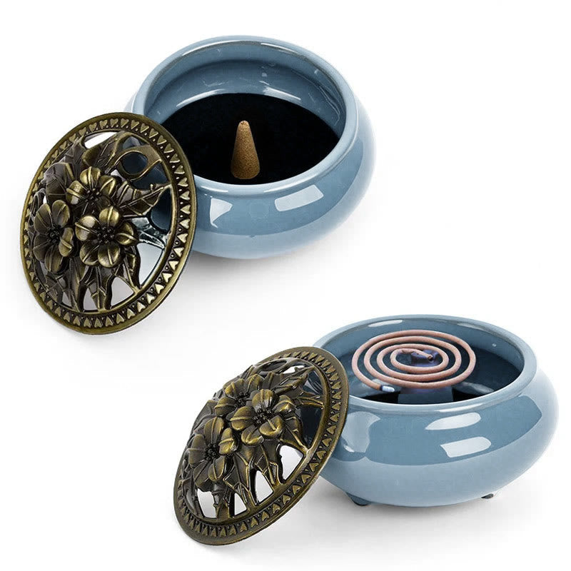 Colorful Ceramic Incense Burner | 4in Porcelain Burner