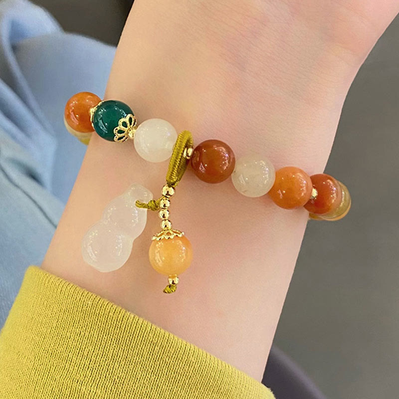 8mm Golden Silk Jade Bracelet for Wealth and Luck