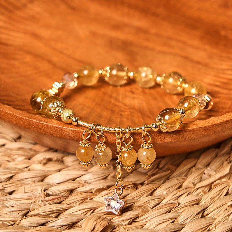 8mm Yellow Rutilated Quartz Auspiciousness Bracelet
