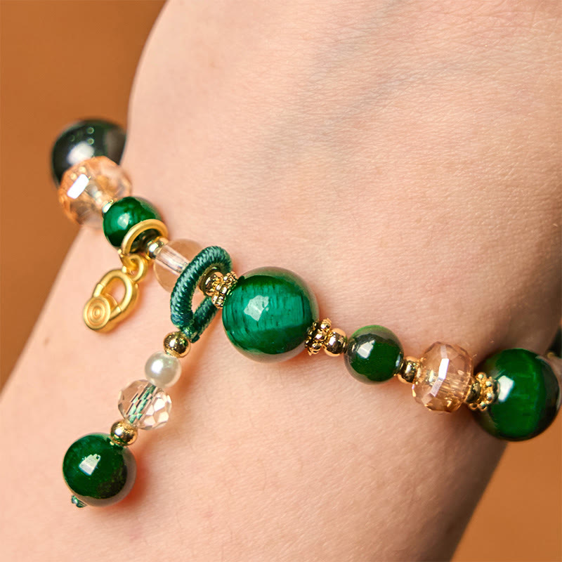8mm Red & Green Tiger Eye Energy Balance Bracelet
