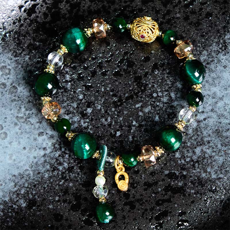 8mm Red & Green Tiger Eye Energy Balance Bracelet
