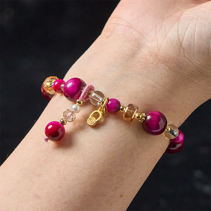 8mm Red & Green Tiger Eye Energy Balance Bracelet