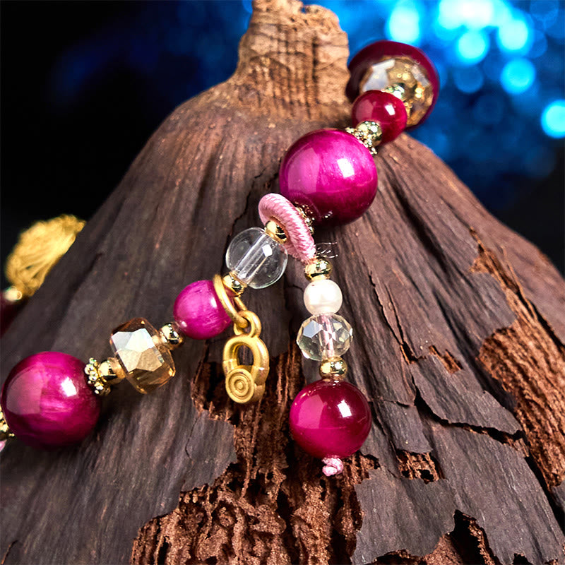 8mm Red & Green Tiger Eye Energy Balance Bracelet