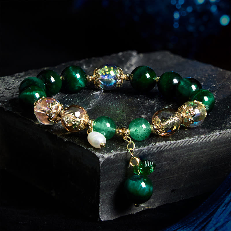 8mm Red & Green Tiger Eye Energy Balance Bracelet