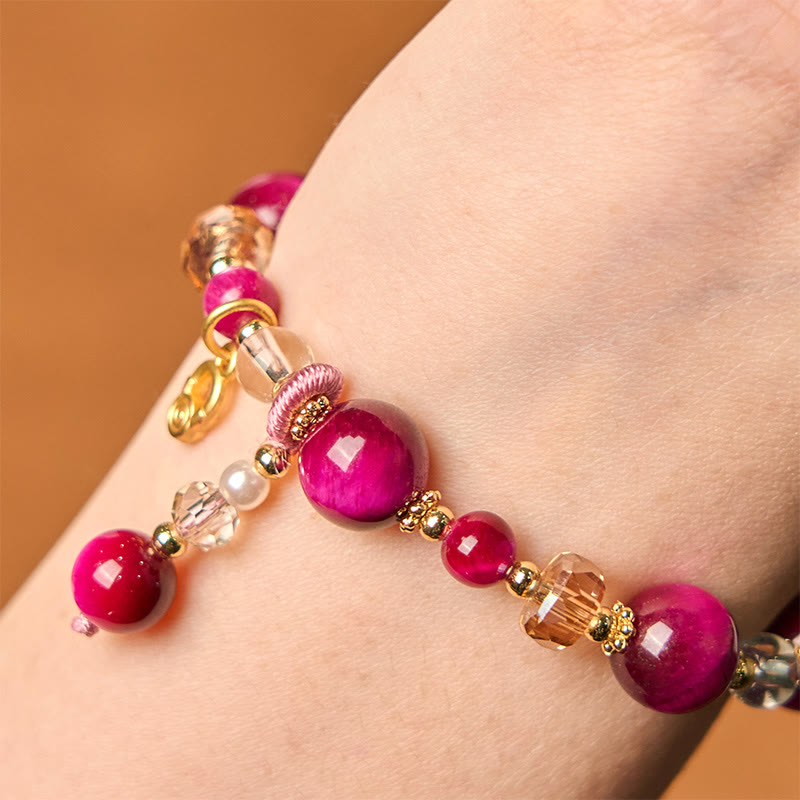 8mm Red & Green Tiger Eye Energy Balance Bracelet