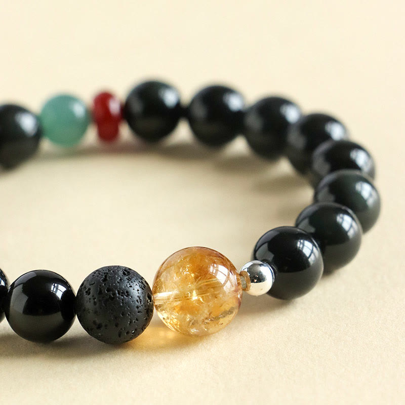 8mm Black Obsidian Strength Bracelet for Fulfillment