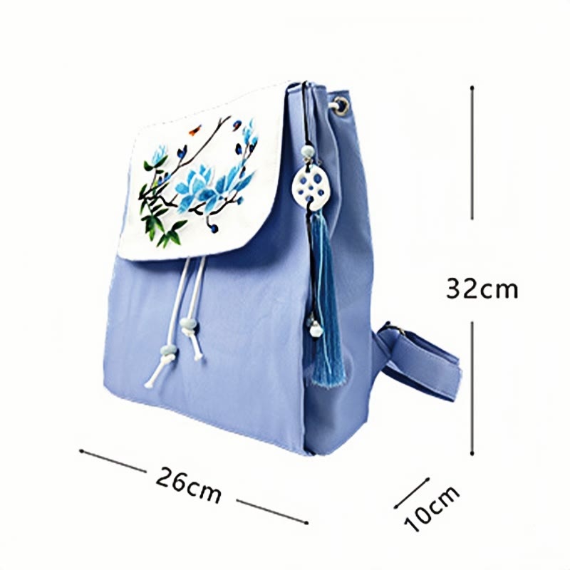 Blue Magnolia Handmade Canvas Backpack | Mindful Carry