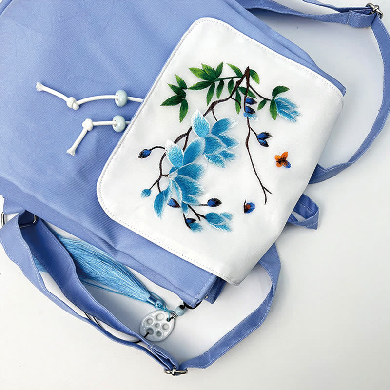 Blue Magnolia Handmade Canvas Backpack | Mindful Carry