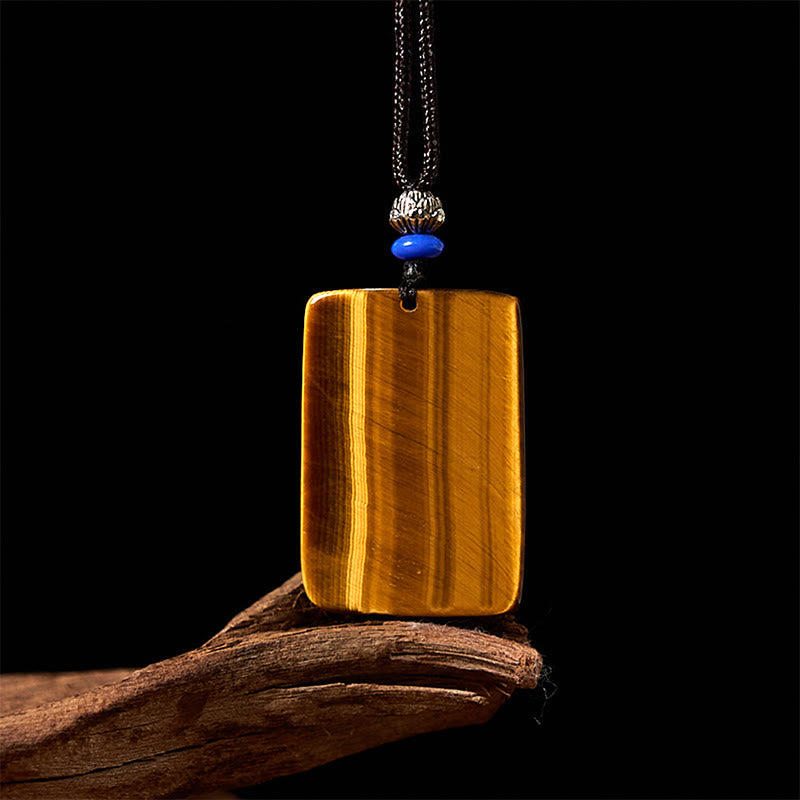 Natural Tiger Eye Protection Rope Necklace Pendant