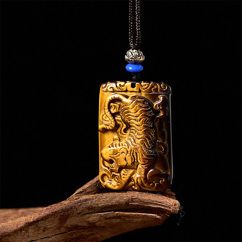 Natural Tiger Eye Protection Rope Necklace Pendant