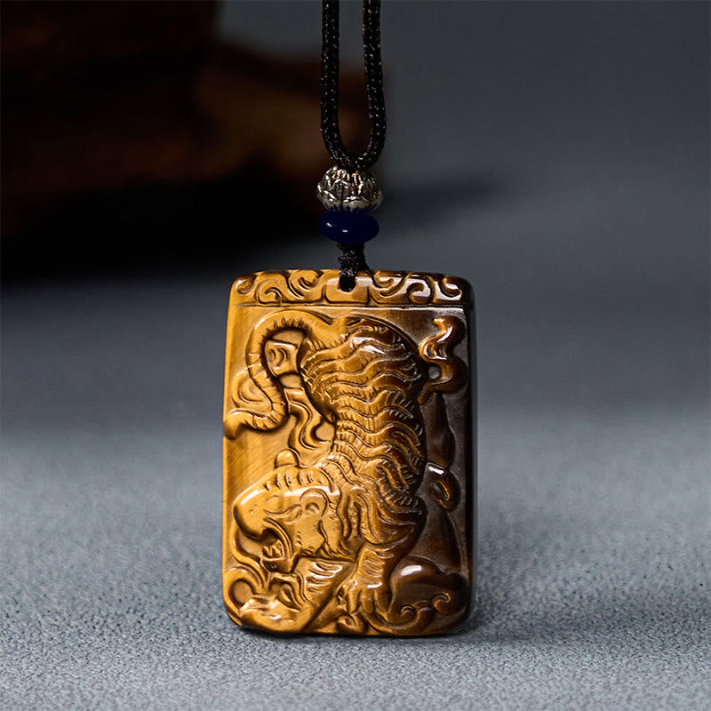 Natural Tiger Eye Protection Rope Necklace Pendant