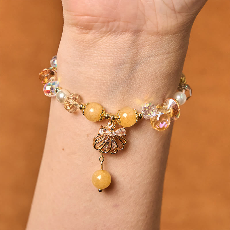8mm Amethyst Citrine Pearl Shell Peace Bracelet for Women
