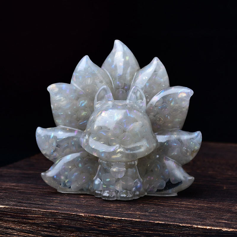 Amethyst 8.8cm Nine-Tailed Fox Spiritual Animal Figurine