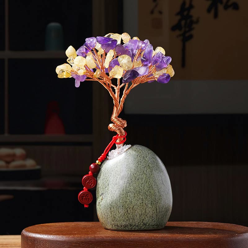 4.5 x 12cm Citrine Crystal Tree Prosperity Zen Decor