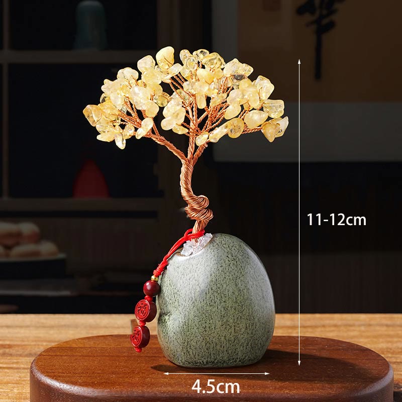 4.5 x 12cm Citrine Crystal Tree Prosperity Zen Decor