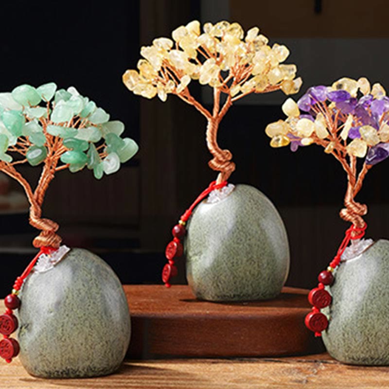 4.5 x 12cm Citrine Crystal Tree Prosperity Zen Decor