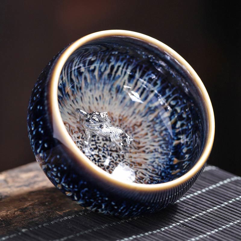 Jian Zhan Ceramic Teacup 70ml with Zodiac and Koi Fish