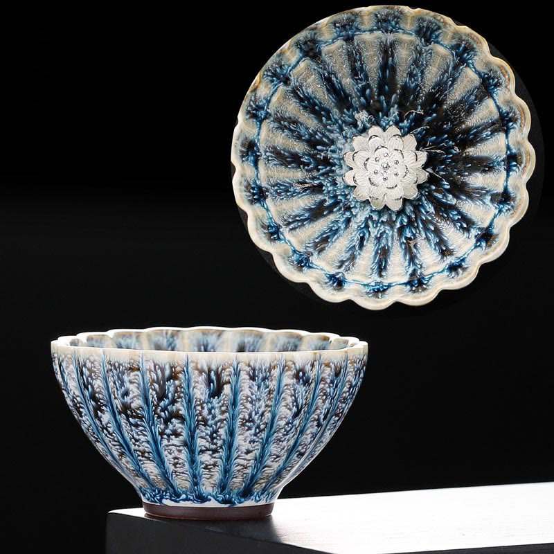 Handmade Chinese Lotus Jian Zhan Ceramic Tea Cup 80ml