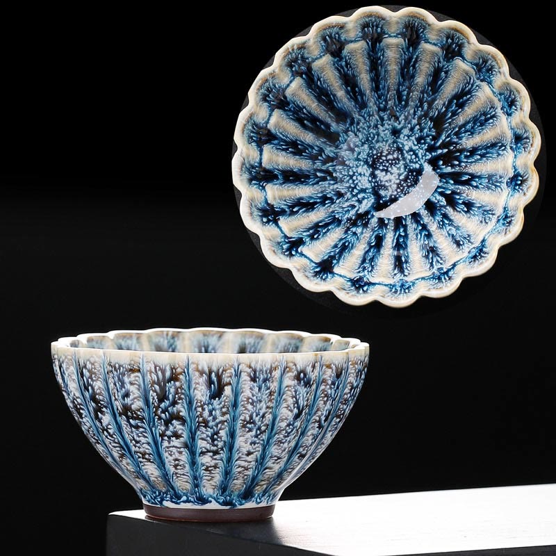 Handmade Chinese Lotus Jian Zhan Ceramic Tea Cup 80ml