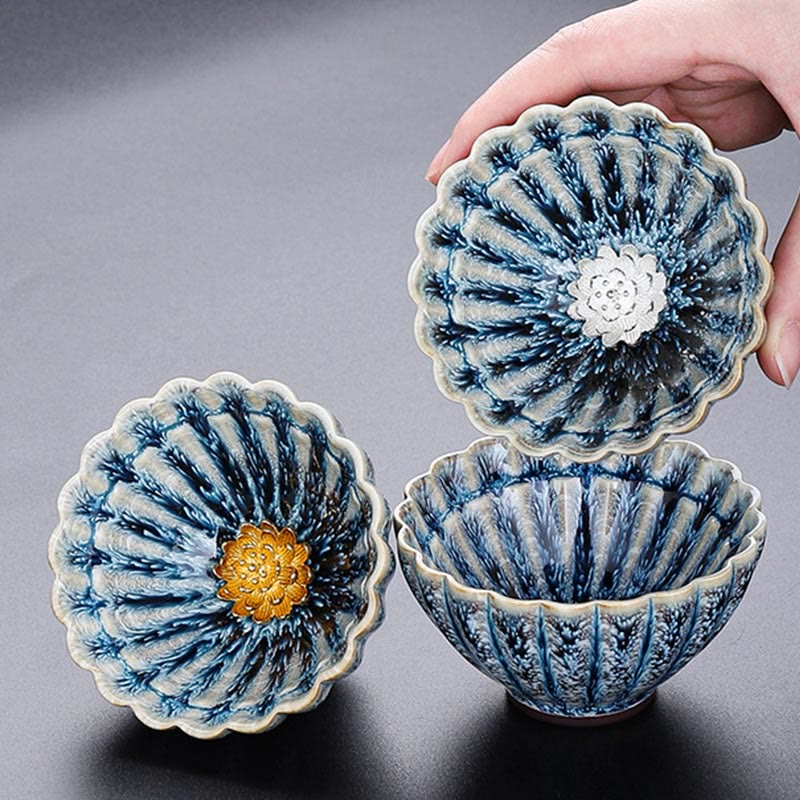 Handmade Chinese Lotus Jian Zhan Ceramic Tea Cup 80ml