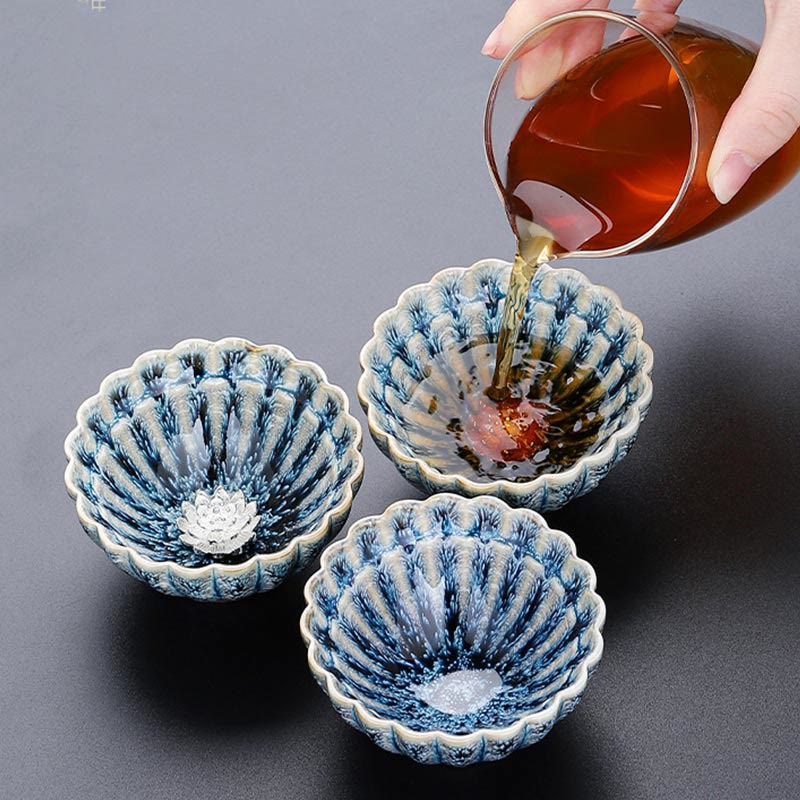 Handmade Chinese Lotus Jian Zhan Ceramic Tea Cup 80ml