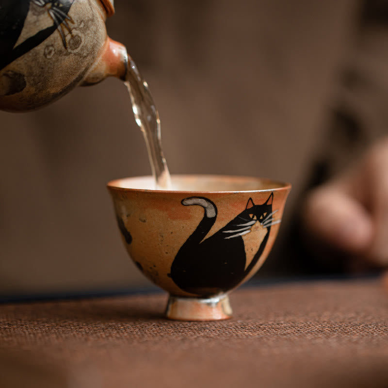 60ml Ceramic Cat Teacup for Zen Decor & Meditation