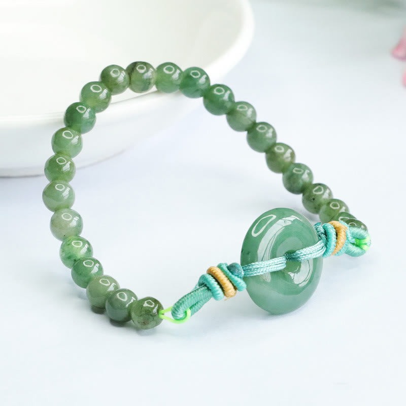 6mm Jade Peace Buckle Bracelet - Prosperity and Luck