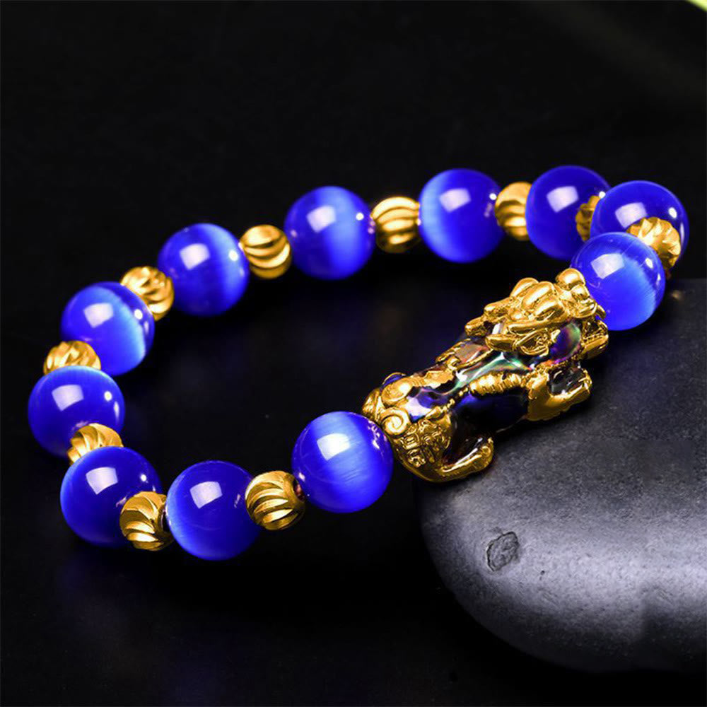 Color Change PiXiu Bracelet with Chrysoberyl Cats Eye